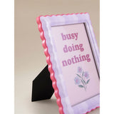 Photo frame lilac check scallop edge 7x5, UK version