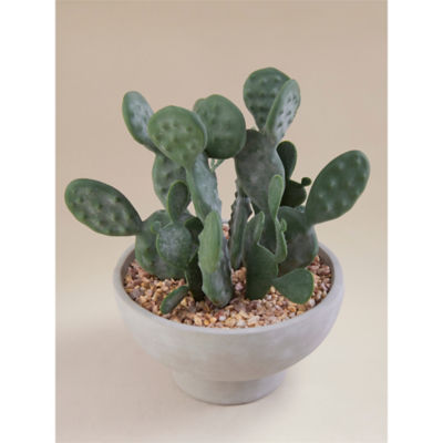 Artificial cactus in grey cement bowl 17x17x23cm imported from the UK