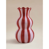 Red and pink striped ceramic vase 27cm, UK version