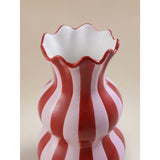 Red and pink striped ceramic vase 27cm, UK version