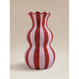 Red and pink striped ceramic vase 27cm, UK version