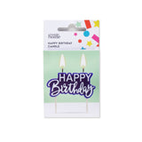 Blue plaque candle featuring Happy Birthday wording, British product