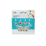 Dinosaur birthday candle set with rainbow letters and dino figures - British product