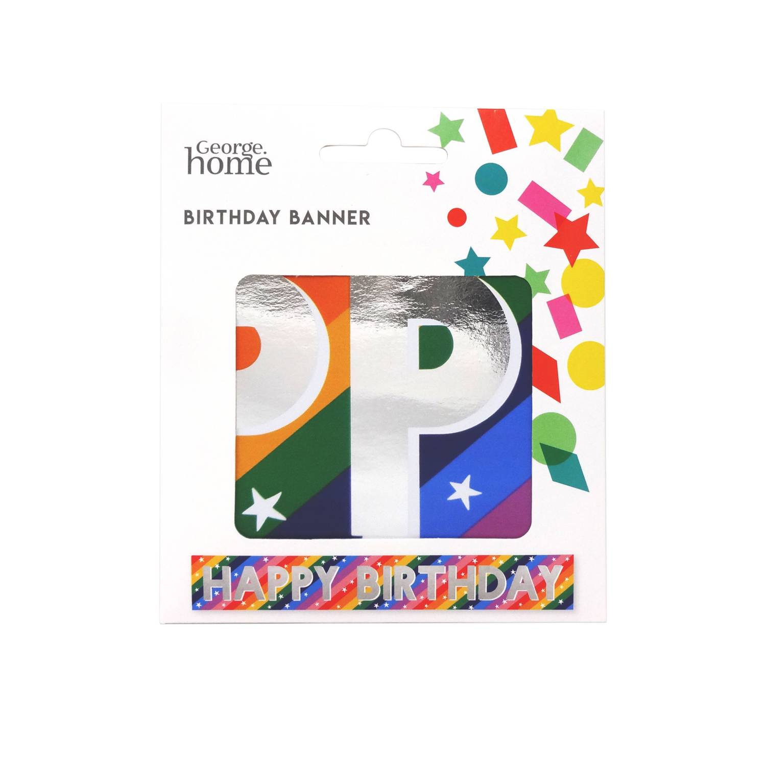 Happy Birthday Rainbow Stripe banner - British product