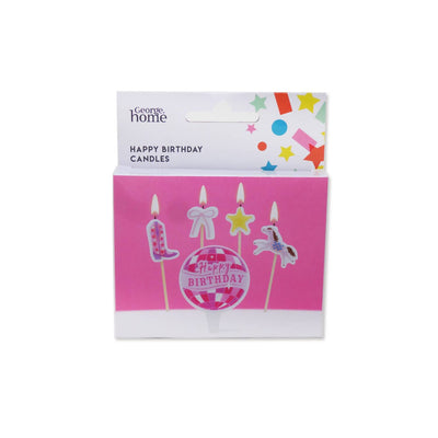 ASDA Disco Pink Happy Birthday Cake Candles Set- Buy online at McGrocer