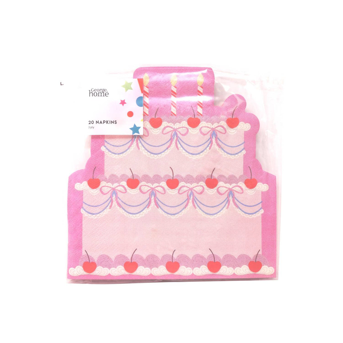 Pink cake birthday napkins pack of 20, imported from the UK