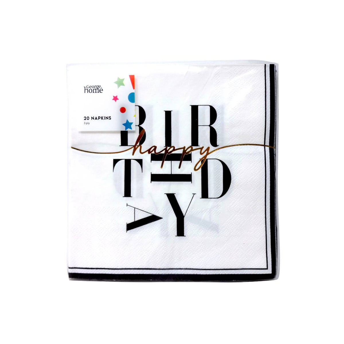 Mono birthday napkins 20pk, imported from the UK