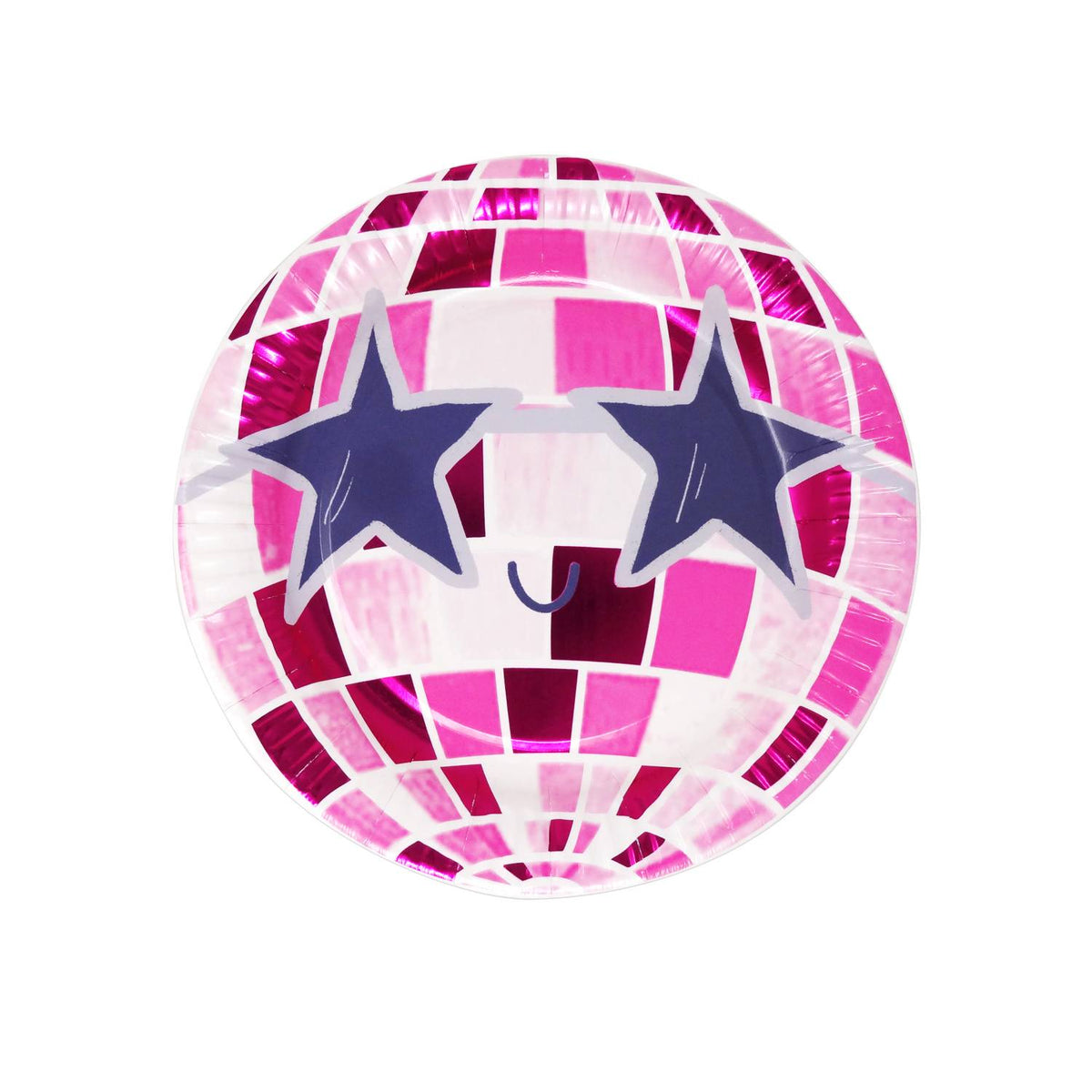 Disco pink paper plates 12 pack, UK version