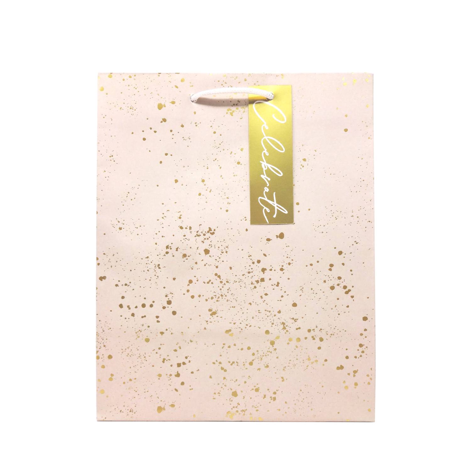 Gold speckle medium paper gift bag 265mm high (British brand)