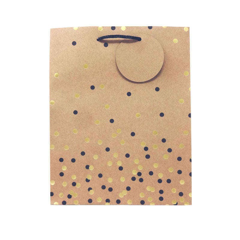 Kraft & Metallic Spots medium gift bag (British brand)