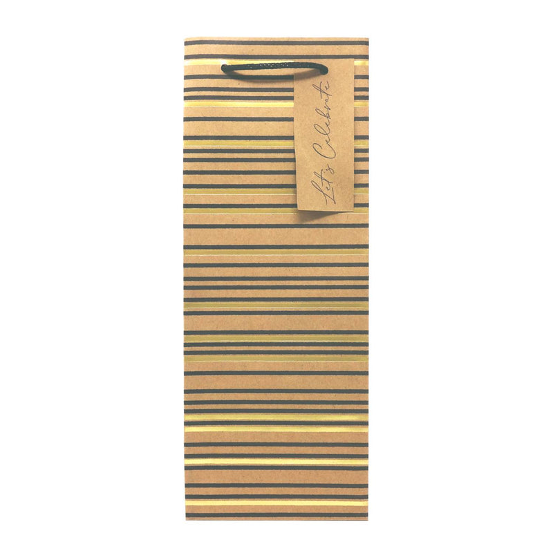 Kraft metallic stripes paper bottle bag, UK version
