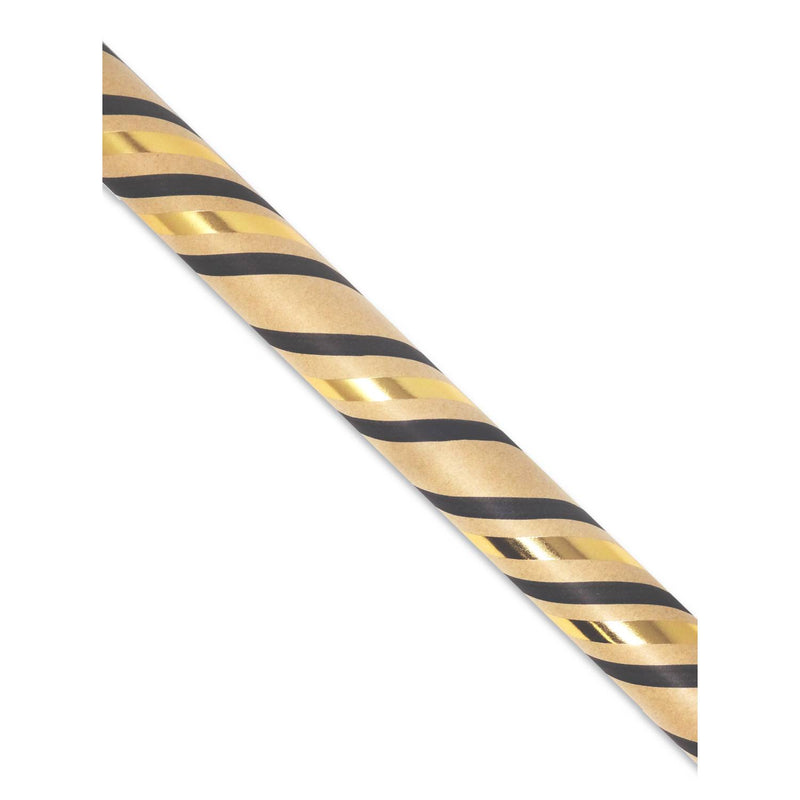 Kraft metallic stripes rollwrap 3m length, imported from the UK