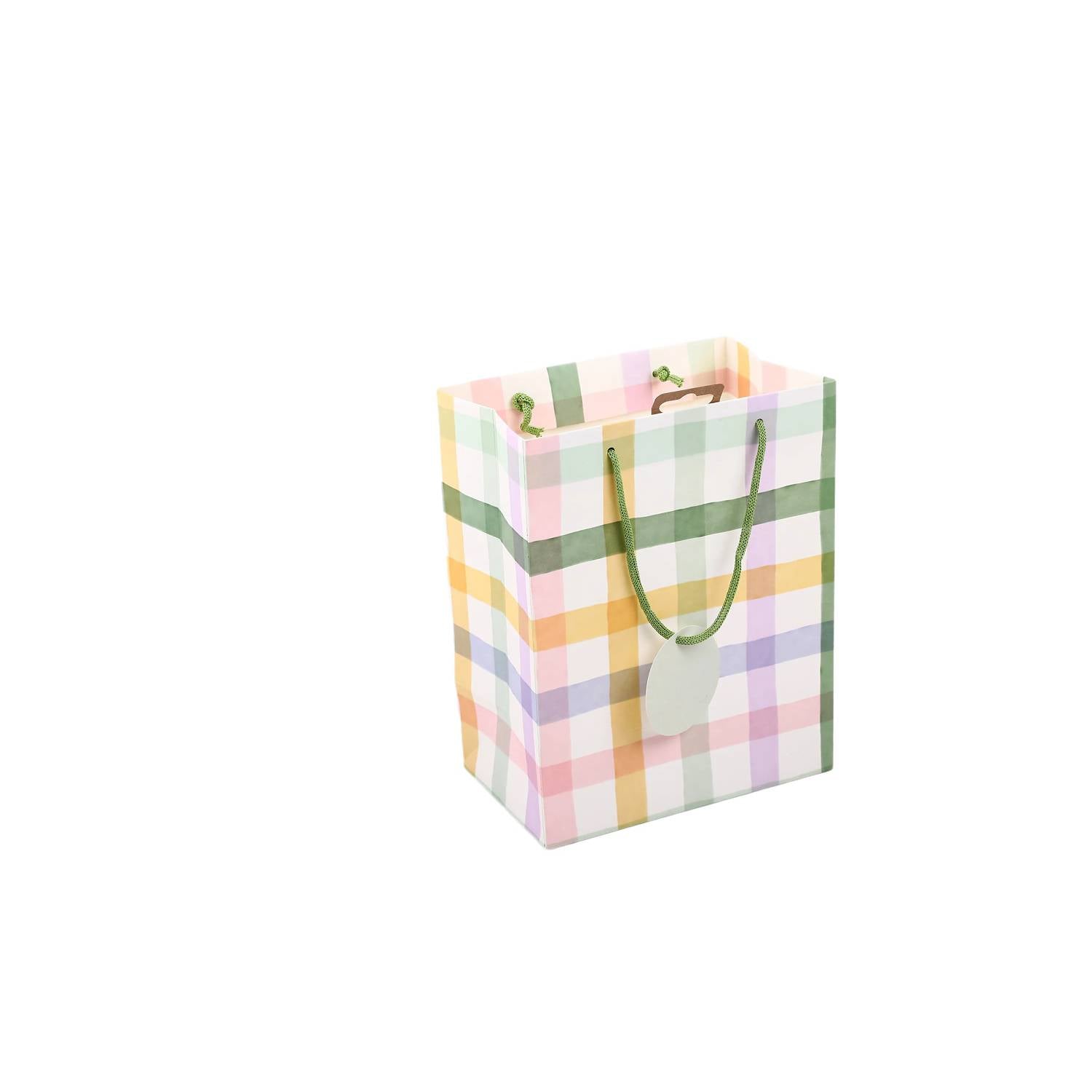 Gingham gift bag medium with tag - British product