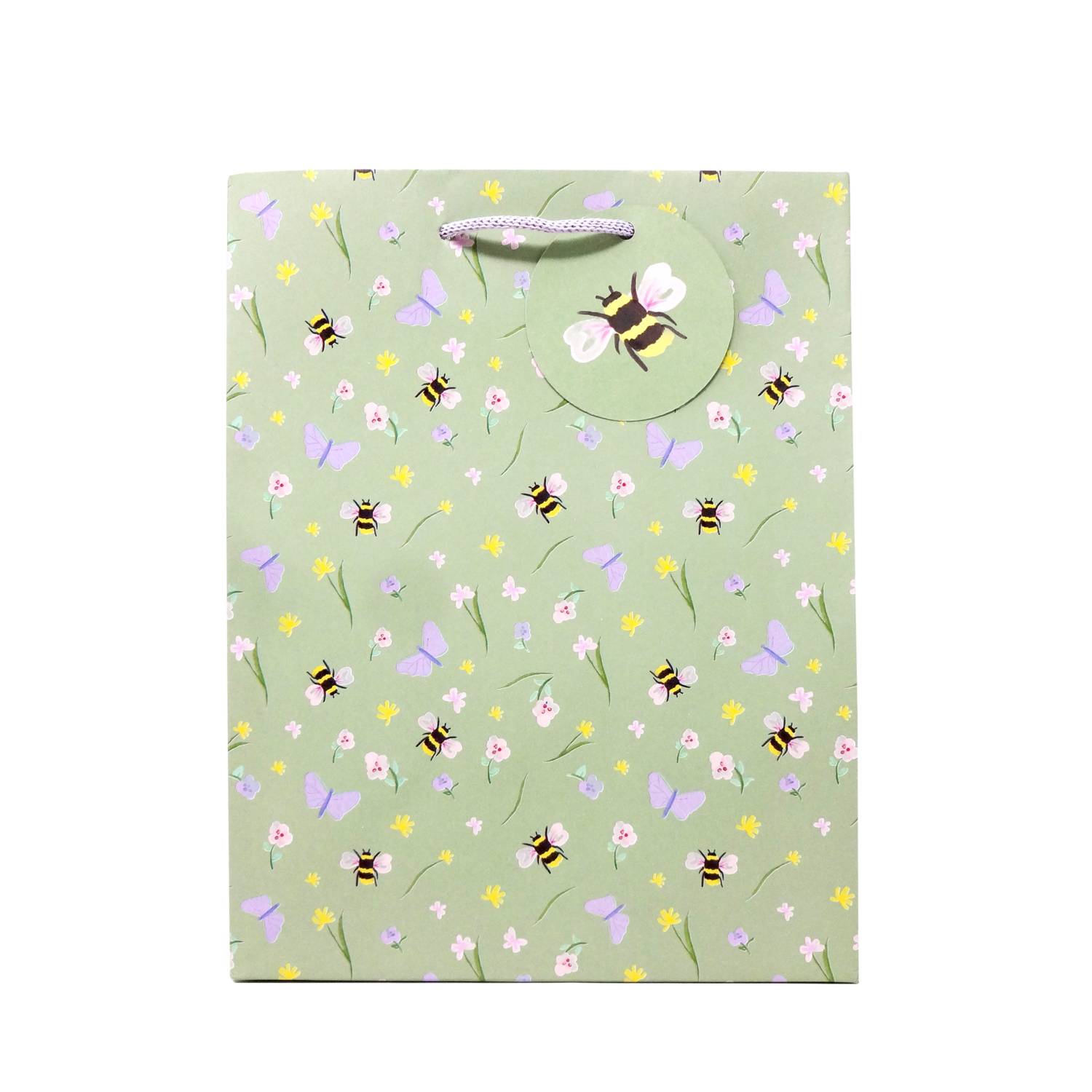 Bee Floral paper medium gift bag, imported from the UK