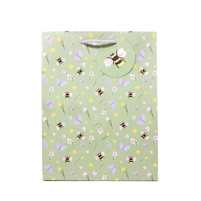 Bee Floral paper medium gift bag, imported from the UK