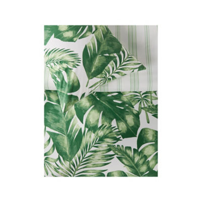 Green & White Palm House reversible duvet set double with orchid trellis design (British brand)
