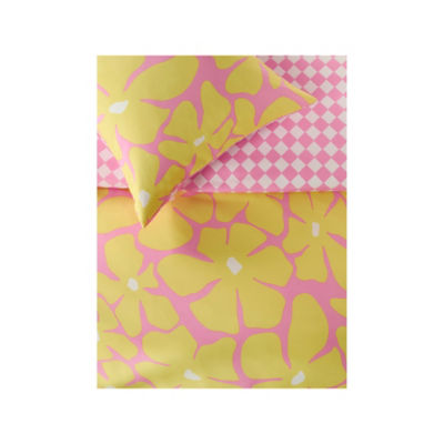 Pink retro abstract floral reversible duvet set king (British brand)