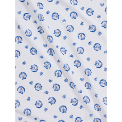 Blue white shore shell double fitted sheet - British brand