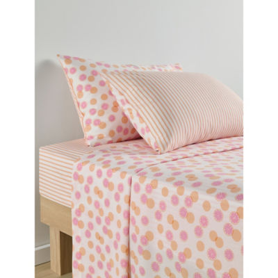 Summer grapefruit fitted sheet peach white single, UK version