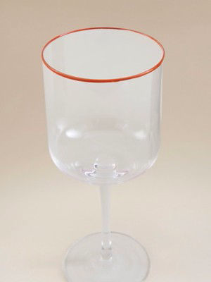 Red colourful rim wine glasses set of 2 - British product