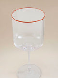 Red colourful rim wine glasses set of 2 - British product