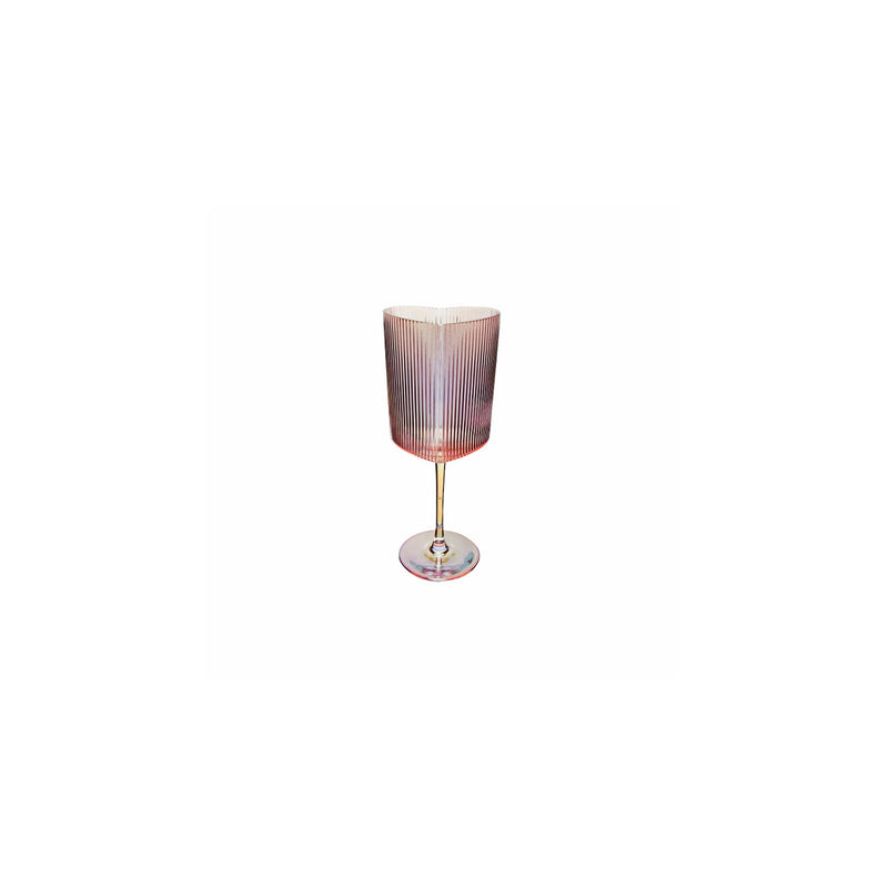 Pink iridescent heart wine glasses set of 2 (British brand)