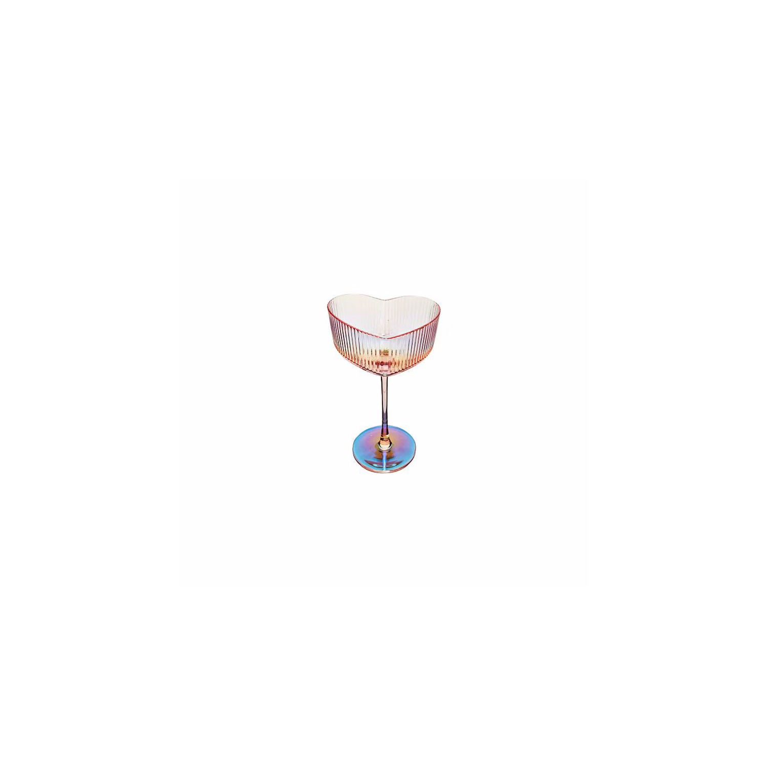 Pink iridescent heart coupe glasses set of two, UK version