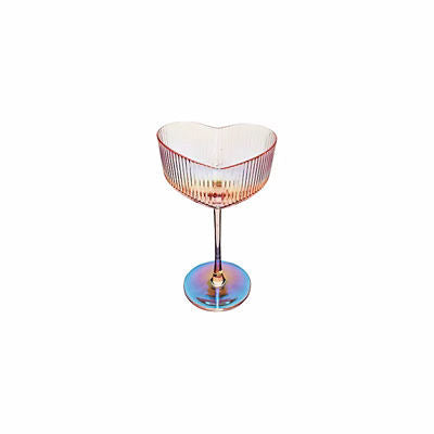 Pink iridescent heart coupe glasses set of two, UK version