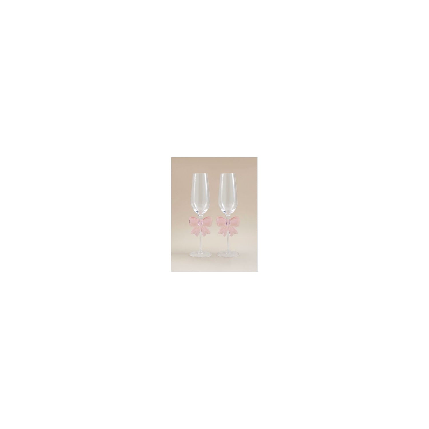 Pink bow champagne glasses set of two (British brand)
