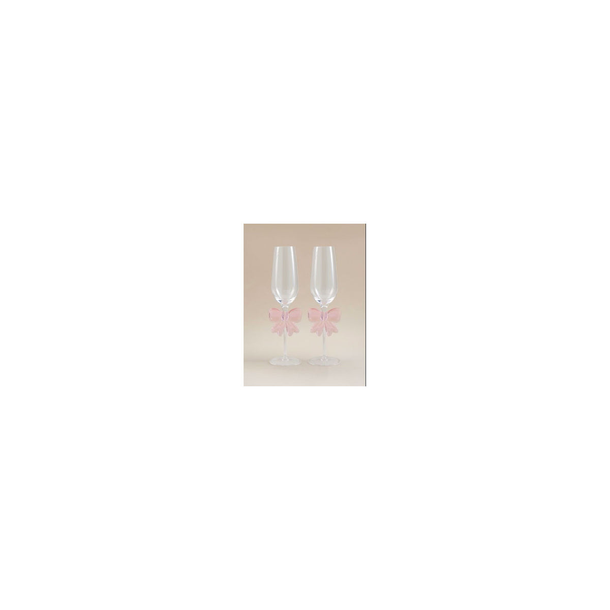 Pink bow champagne glasses set of two (British brand)