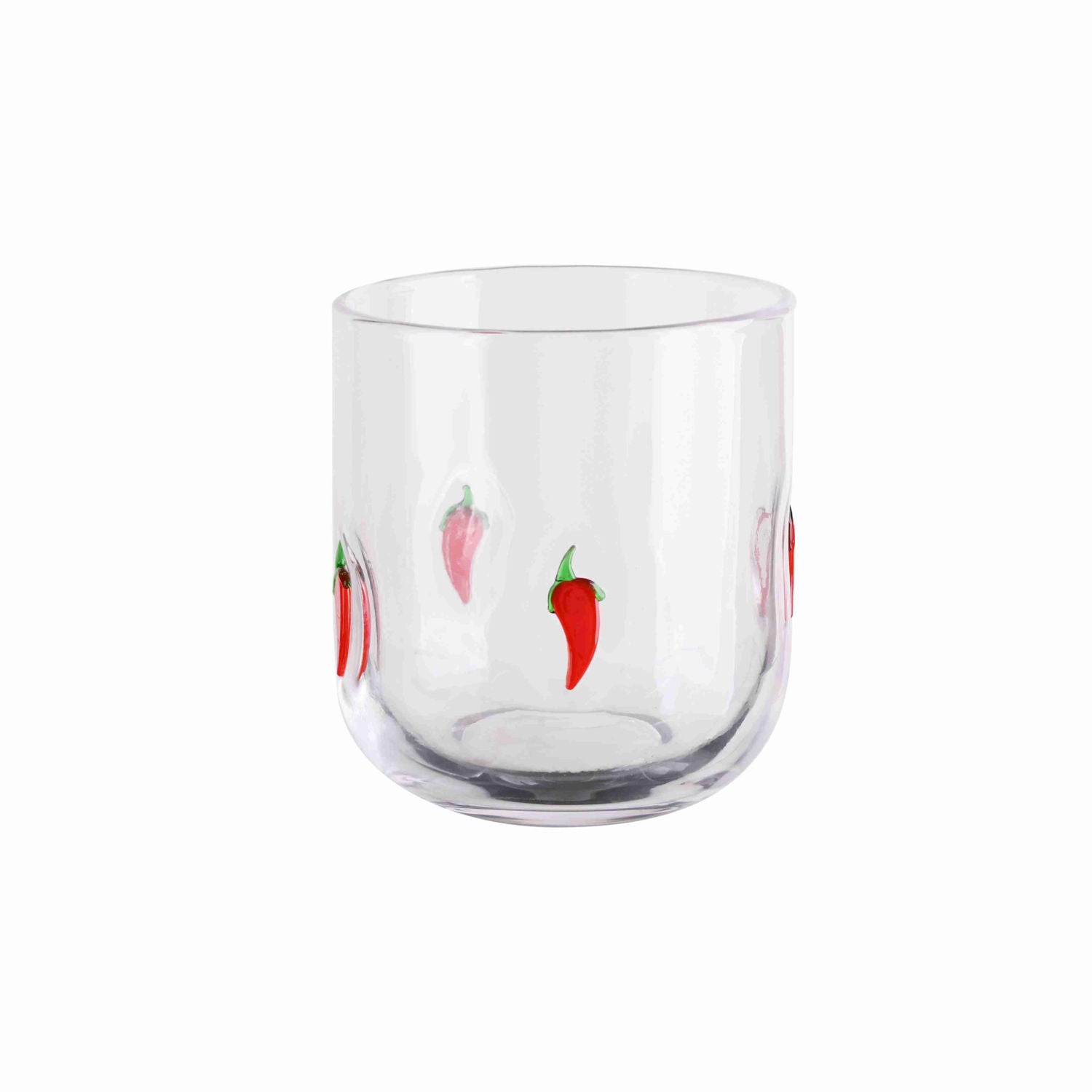 Handpainted glass mixer in Chilli design, British product