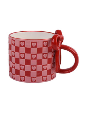 Checkerboard bow mug XL size 9cm (British brand)