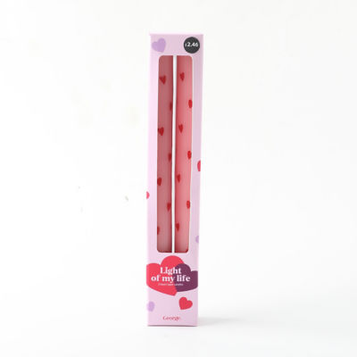 Heart taper candles 2pk 25.5cm (British brand)