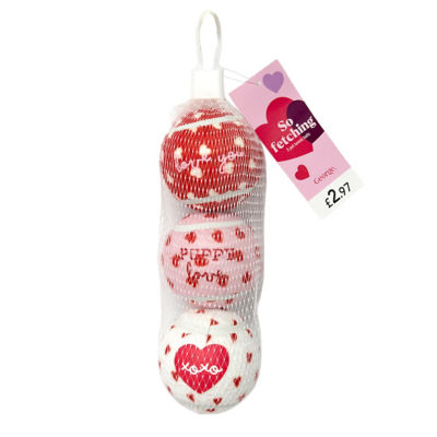 Valentine's pet tennis balls 3 pack - British product