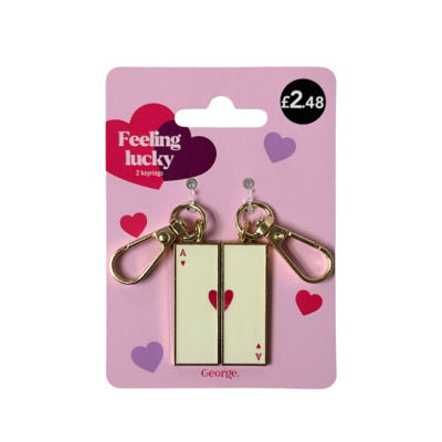 Valentines keyring playing cards 2-pack 7.8x11.1cm (British brand)