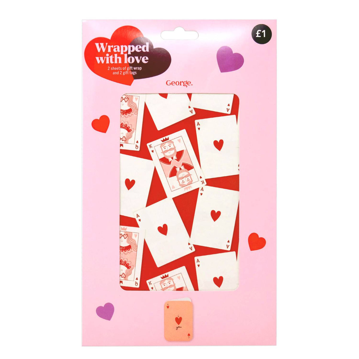 George Home Valentines flat wrap paper (British brand)