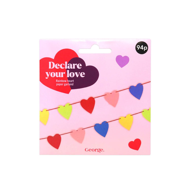 Rainbow Heart Bunting paper decoration (British brand)