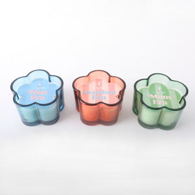 Glass wax paper candle 13cm cube, imported from the UK
