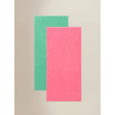 Cotton beach towels in pink and green set of 2, imported from the UK
