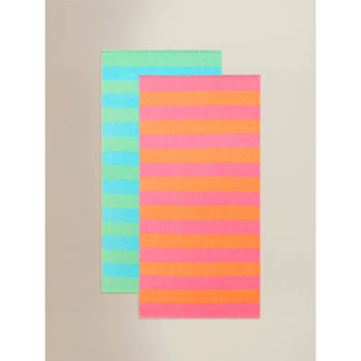 Cotton beach towels striped print set of 2 71x152cm (British brand)