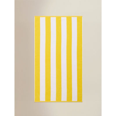 Beach towel striped yellow cotton 79x152cm, imported from the UK