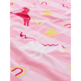 Pink unicorn printed cotton beach towel, imported from the UK