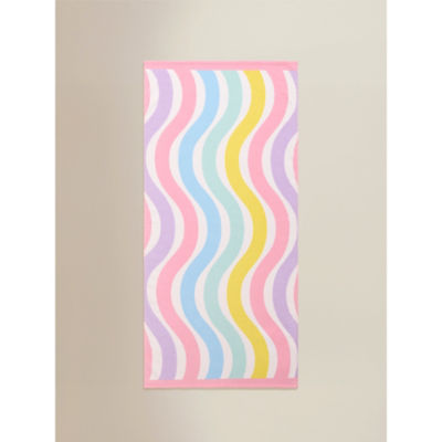ASDA Pastel Rainbow Wiggle Cotton Beach Towel 71 x 152cm- Buy online at McGrocer