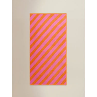 Diagonal stripe beach towel pink orange 79x152cm (British brand)