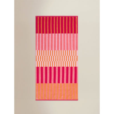 Beach towel pink white broken stripe 79x152 cm imported from the UK