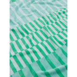 Blue green broken stripe cotton beach towel, imported from the UK