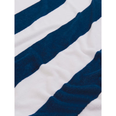 Cotton beach towel striped navy large 90x160cm - British product