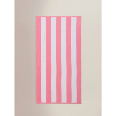Striped pink beach towel large 90x160cm - British product