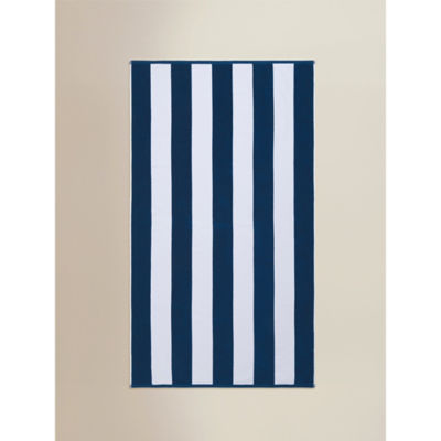 Striped navy cotton beach towel XL (British brand)