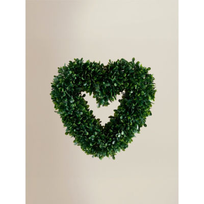 Artificial topiary heart wreath forest green 46cm, imported from the UK